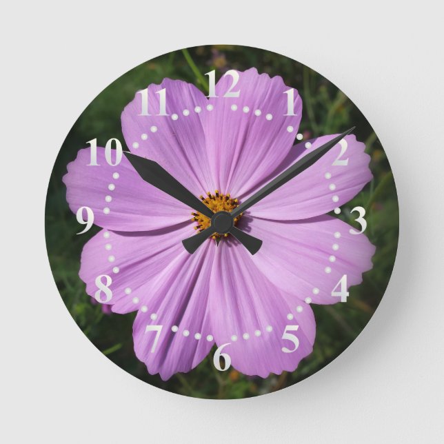 Reloj Redondo Mediano flores rosas brillantes (Anverso)