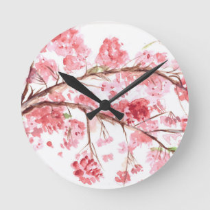 Reloj Redondo Mediano Flores rosas de cerezo Flores rosadas Sakura Japon