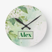 Flores Verdes Acuarela Moderna & personalizar