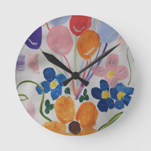 Reloj Redondo Mediano Flores y globos