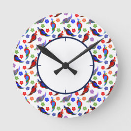 Reloj Redondo Mediano Flores y loros