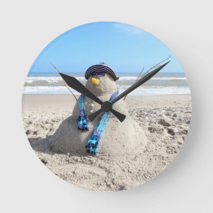 Reloj Redondo Mediano Florida "Snowman" Clock - Beach, Sand Sculpture