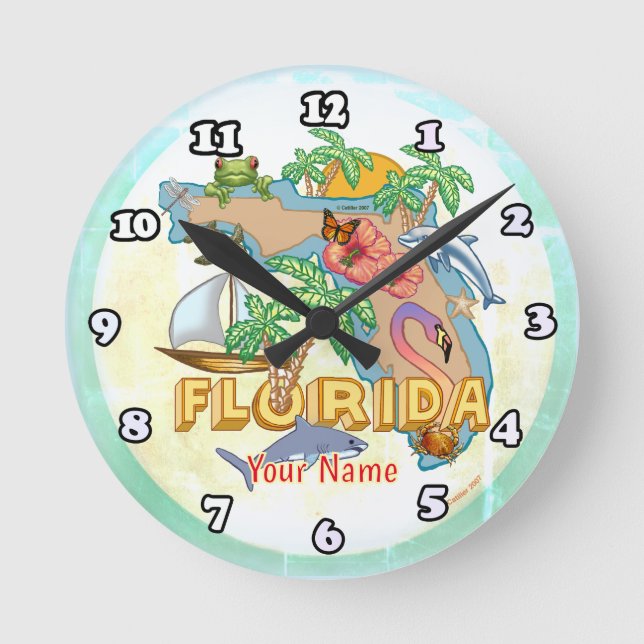 Reloj Redondo Mediano Florida tropical (Anverso)