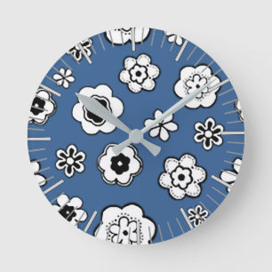 Reloj Redondo Mediano Flower Garden in Cobalt