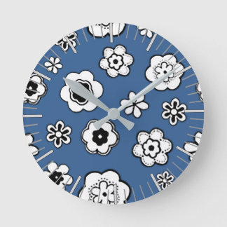 Reloj Redondo Mediano Flower Garden in Cobalt
