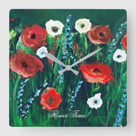 Reloj Redondo Mediano Flower Time Beautiful Wildflower Acrylic Painting