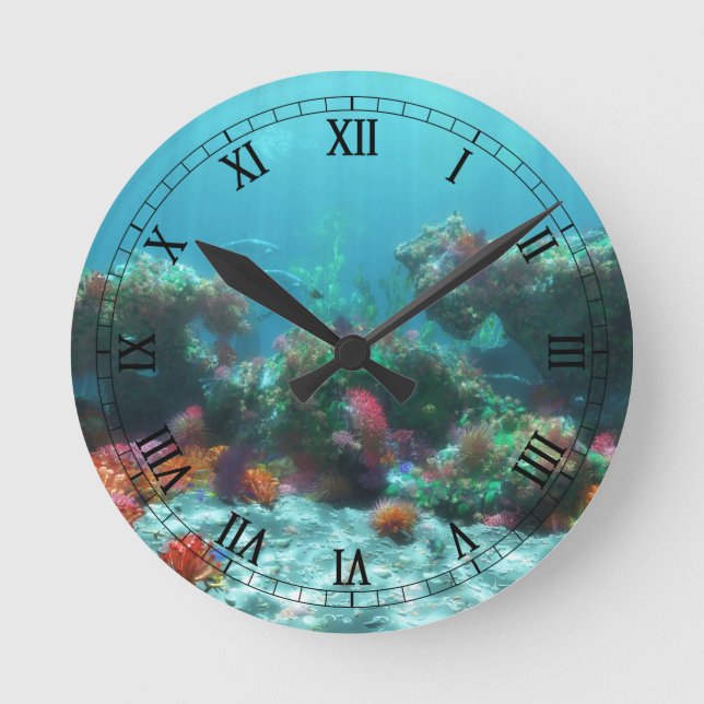 Reloj Redondo Mediano Flowers of the Sea Clock (Anverso)