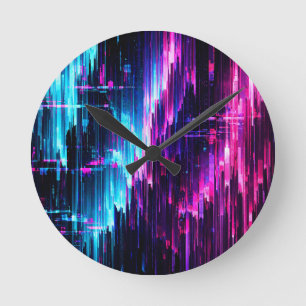 Reloj Redondo Mediano Flujo de datos de error de neón abstracto