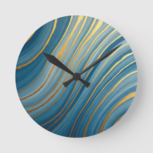 Reloj Redondo Mediano "Flujo de Oro Oceánico (Anverso)