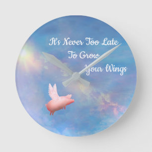 Reloj Redondo Mediano Flying Pig-Grpw Your Wings