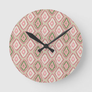 Reloj Redondo Mediano folk, patrón ikat