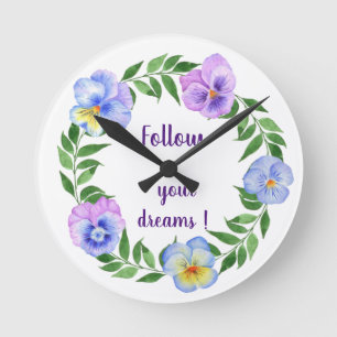 Reloj Redondo Mediano Follow your dreams! Hand drawn watercolor beautifu