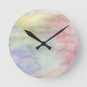 Reloj Redondo Mediano fondo abstracto de la acuarela del arte en el