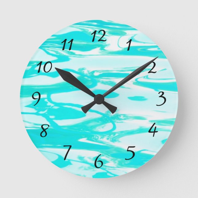 Reloj Redondo Mediano Fondo abstracto del agua de la piscina verde Aqua (Anverso)