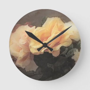 Reloj Redondo Mediano fondo artístico floral vintage en tonos pastel