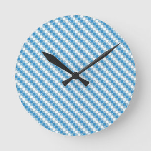 Reloj Redondo Mediano fondo Azul-blanco de los cuadrados