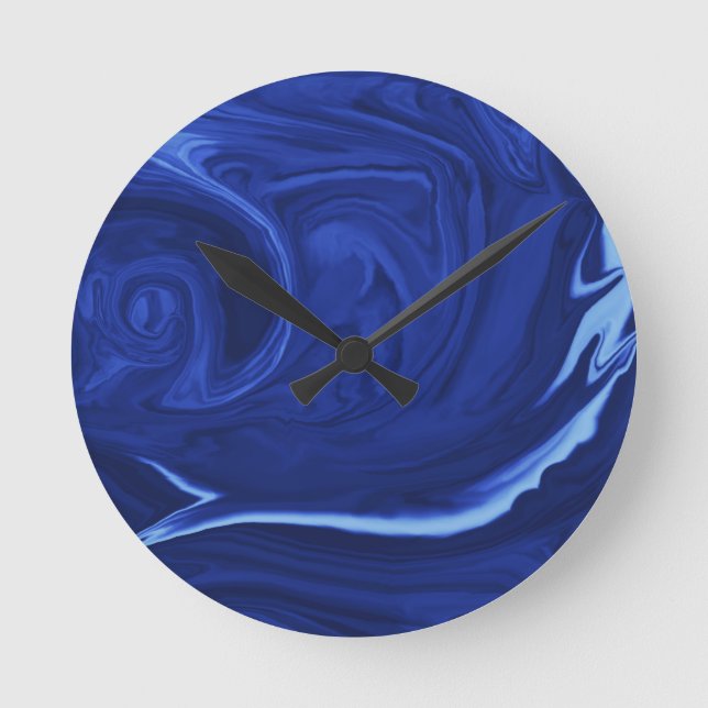 Reloj Redondo Mediano Fondo azul cobalto texturizado a mano (Anverso)