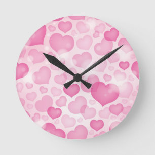 Reloj Redondo Mediano Fondo con los corazones