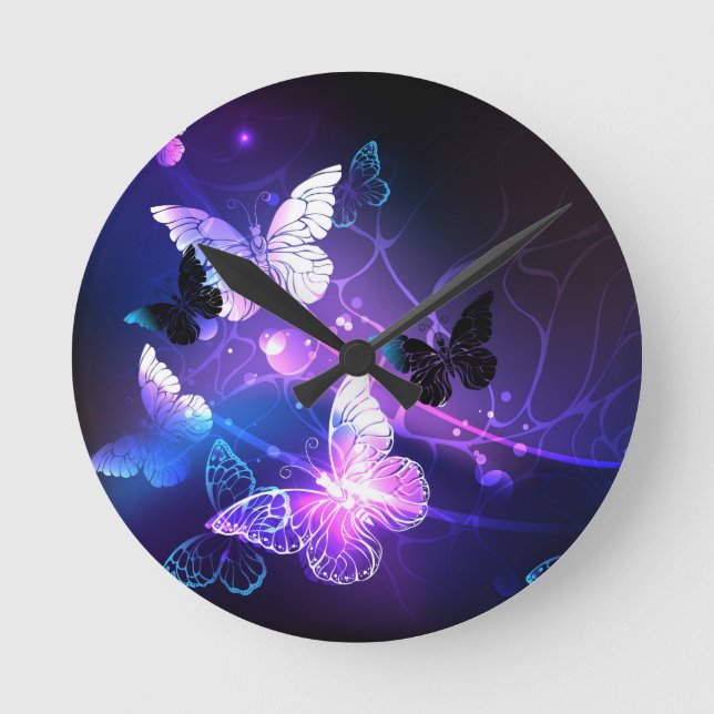 Reloj Redondo Mediano Fondo con mariposas nocturnas (Anverso)