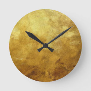 Reloj Redondo Mediano fondo de arte abstracto pintado en color dorado