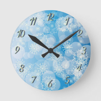 Reloj Redondo Mediano Fondo de copo de nieve