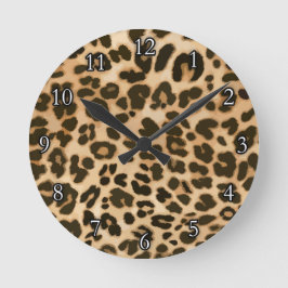 Reloj Redondo Mediano Fondo de impresión de leopardo