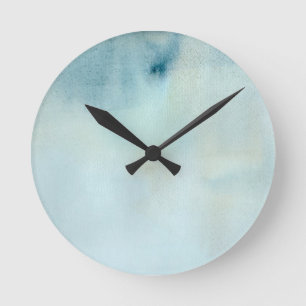 Reloj Redondo Mediano fondo de la acuarela en azul y amarillo en colores