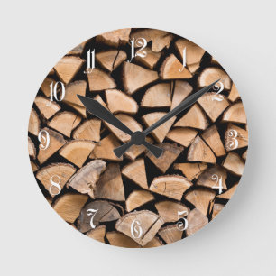 Reloj Redondo Mediano Fondo de madera