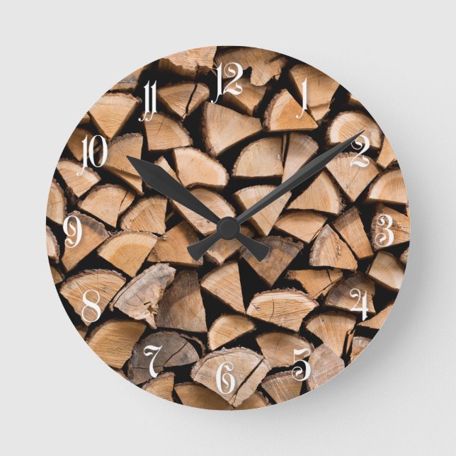 Reloj Redondo Mediano Fondo de madera (Anverso)