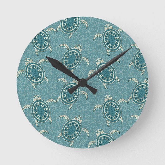 Reloj Redondo Mediano fondo de tortugas (Anverso)
