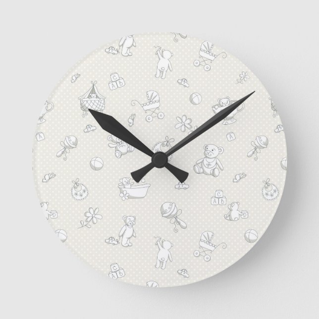 Reloj Redondo Mediano Fondo del bebé (Anverso)