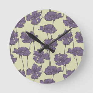 Reloj Redondo Mediano Fondo del estampado de flores del vintage del arte