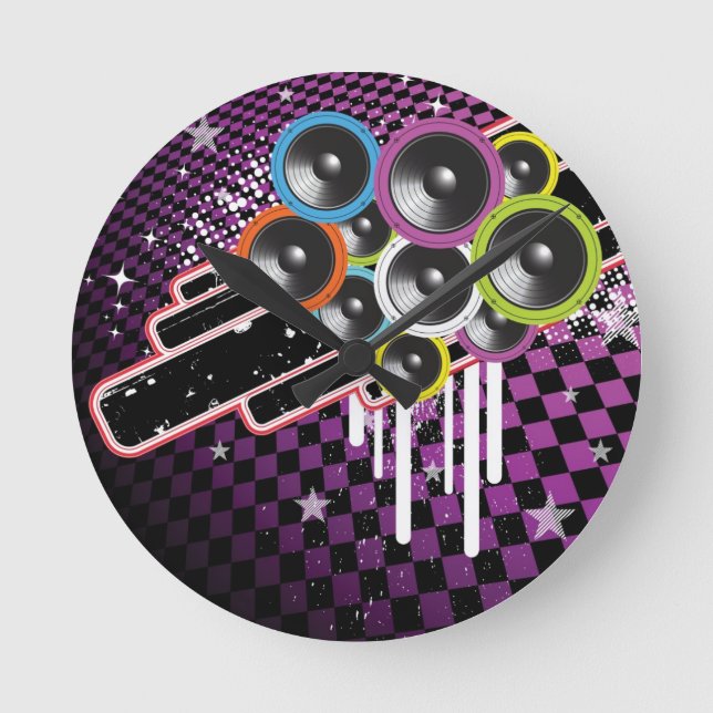Reloj Redondo Mediano Fondo del Grunge (Anverso)