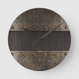 Reloj Redondo Mediano Fondo del metal del Grunge