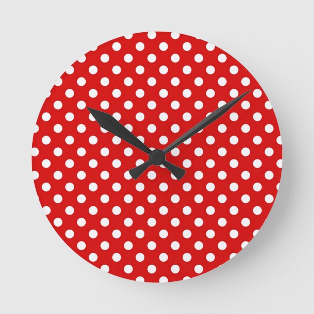 Reloj Redondo Mediano Fondo del punto Polka (Anverso)