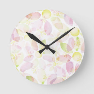 Reloj Redondo Mediano Fondo diseñado de la flor de la acuarela, textura