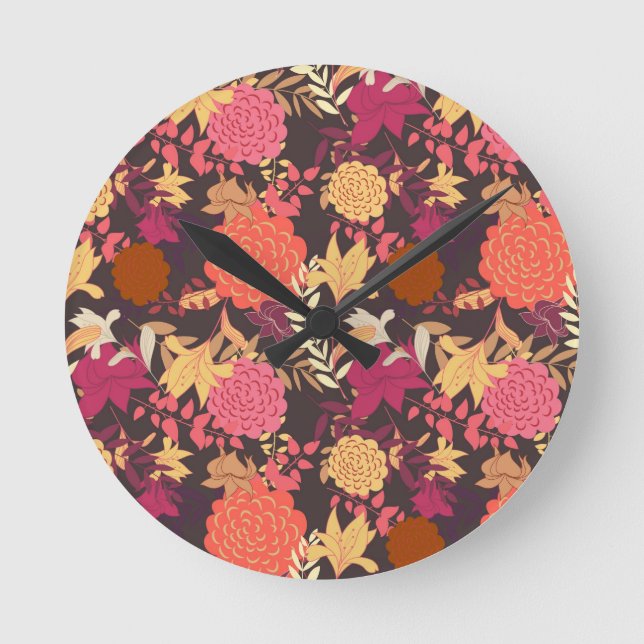 Reloj Redondo Mediano Fondo floral 2 (Anverso)