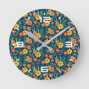 Reloj Redondo Mediano Fondo Floral Hermoso Diseño-46566