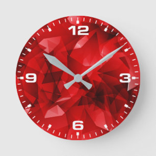Reloj Redondo Mediano Fondo geométrico abstracto rojo-51083