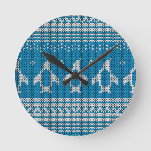 Reloj Redondo Mediano Fondo hecho punto azul