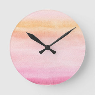 Reloj Redondo Mediano Fondo pintado a mano 4 de la acuarela abstracta
