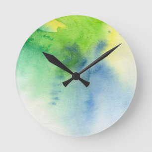 Reloj Redondo Mediano Fondo pintado a mano de acuarela abstracta 8