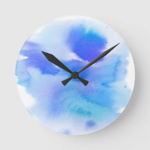Reloj Redondo Mediano Fondo pintado a mano de la acuarela abstracta