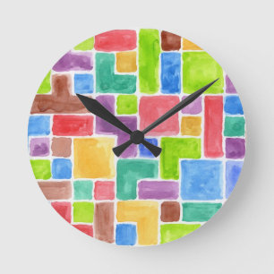 Reloj Redondo Mediano Fondo pintado extracto de la acuarela. 2