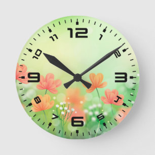 Reloj Redondo Mediano Fondo primaveral borroso realista-52374