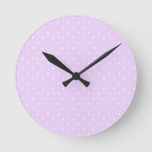 Reloj Redondo Mediano Fondo Rosa Punto Blanco Elegante Punto Polka Punto