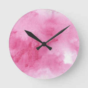 Reloj Redondo Mediano fondo rosado de la acuarela para su