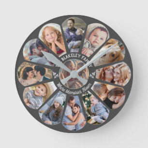 Reloj Redondo Mediano Forma de flor de 13 Personalizados de color gris C