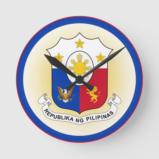 Reloj Redondo Mediano Forma del círculo del escudo de armas de Filipinas (Anverso)