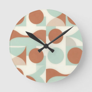Reloj Redondo Mediano Formas abstractas de terracota modernistas de medi